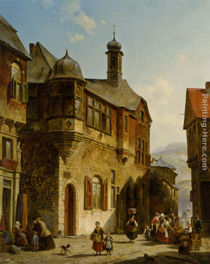 A View of the Judengasse Salzburg painting - Jacques Carabain A View of the Judengasse Salzburg art painting